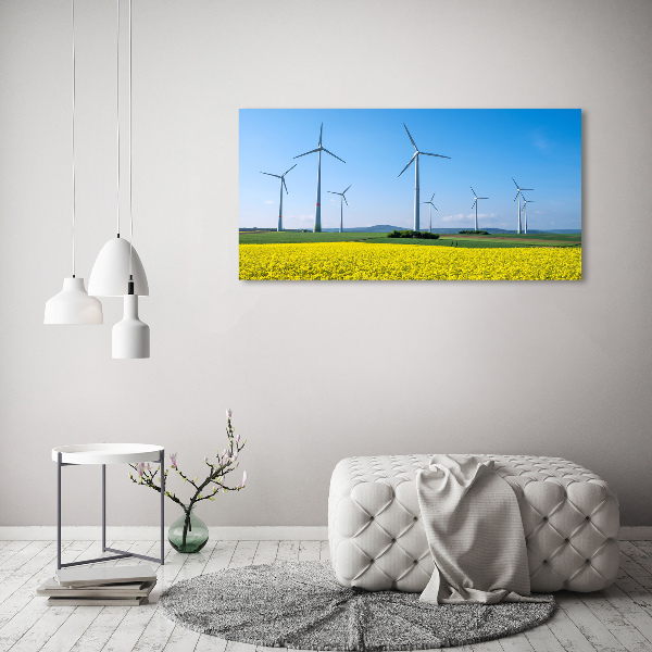 Schilderij op acrylglas Windmolens in het veld