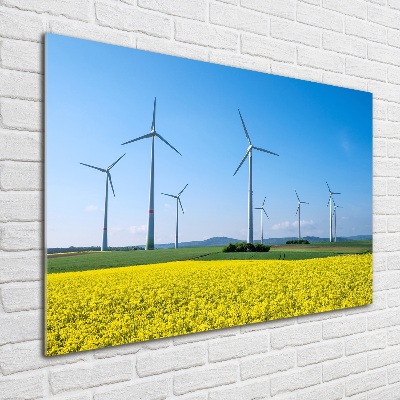 Schilderij op acrylglas Windmolens in het veld