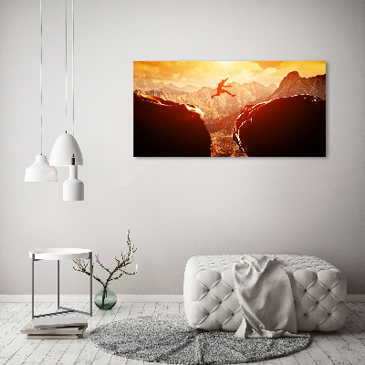 Schilderij op acrylglas Spring over de afgrond