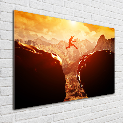 Schilderij op acrylglas Spring over de afgrond