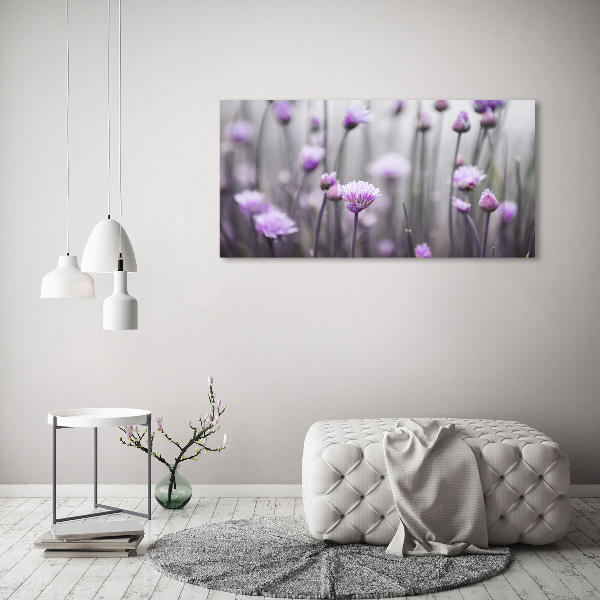 Schilderij op acrylglas Bieslookbloemen