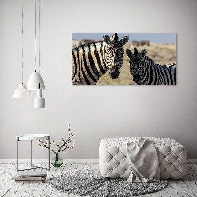 Foto op plexiglas Twee zebra's