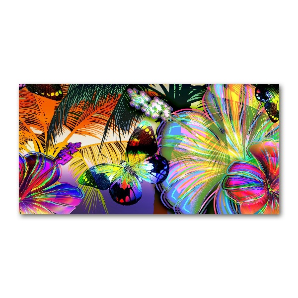 Foto op plexiglas Bloemen en een vlinder