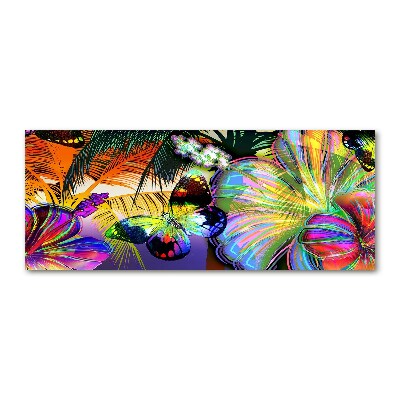 Foto op plexiglas Bloemen en een vlinder