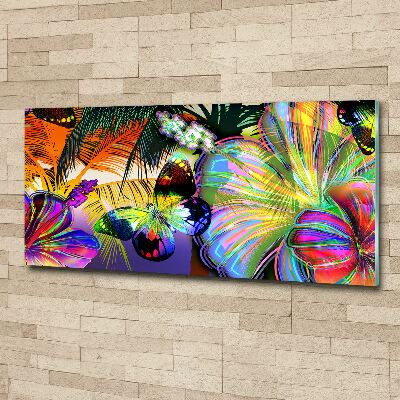 Foto op plexiglas Bloemen en een vlinder