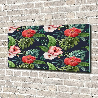 Foto obraz szkło akryl Tropikalne kwiaty