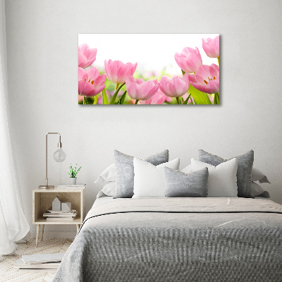 Schilderij op acrylglas Roze tulpen