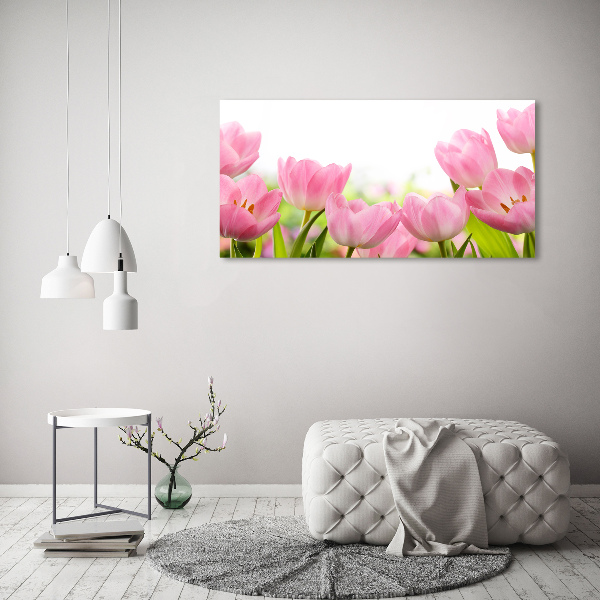 Schilderij op acrylglas Roze tulpen
