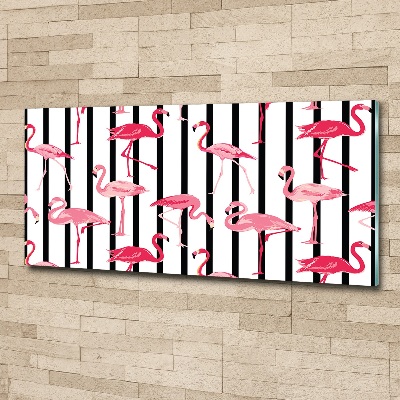 Obraz zdjęcie szkło akryl Flamingi paski