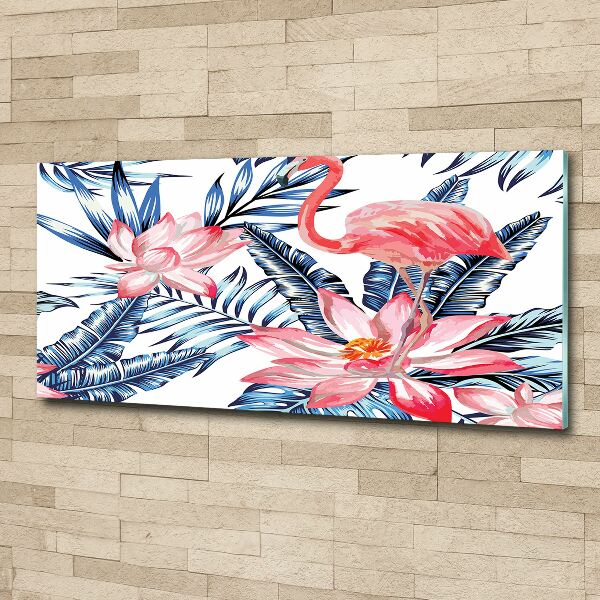 Plexiglas schilderij Flamingo's en planten