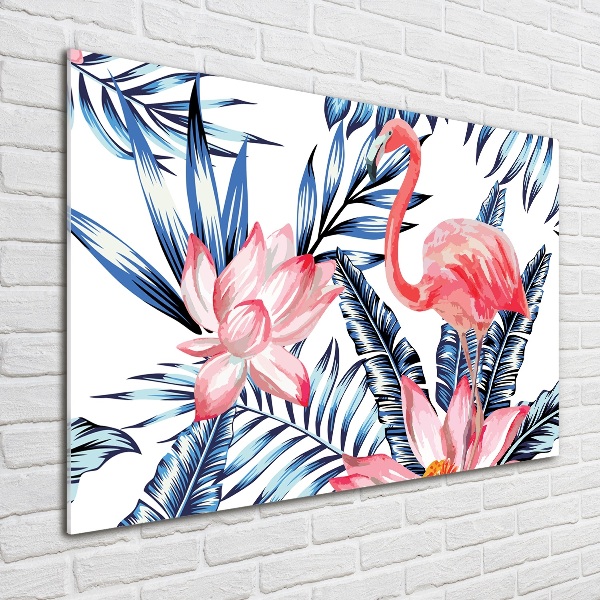 Plexiglas schilderij Flamingo's en planten