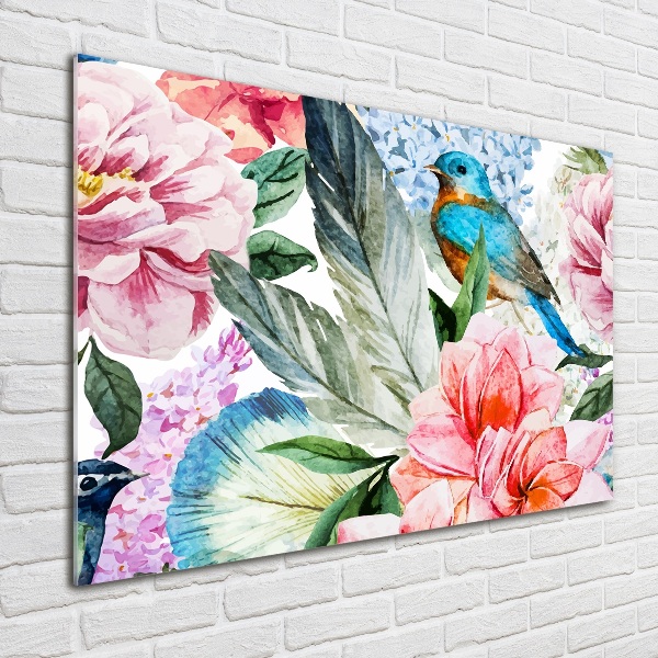 Foto op plexiglas Bloemen en vogels