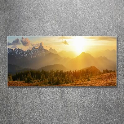 Foto in plexiglas Zonsondergang boven de bergen