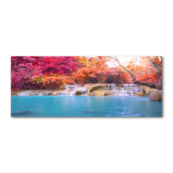 Foto obraz szkło akryl Wodospad w lesie