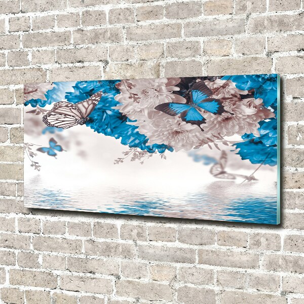 Plexiglas foto Bloemen en vlinders