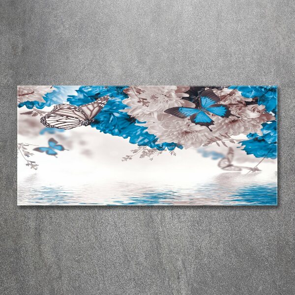 Plexiglas foto Bloemen en vlinders