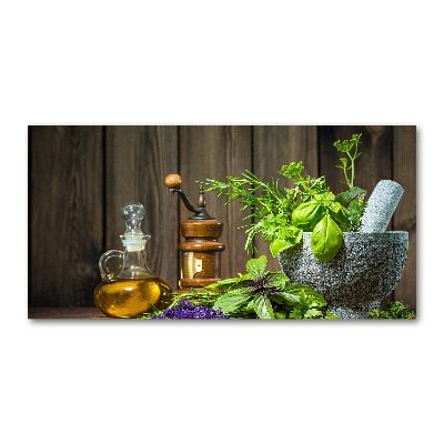 Foto obraz akryl Zioła w moździerzu