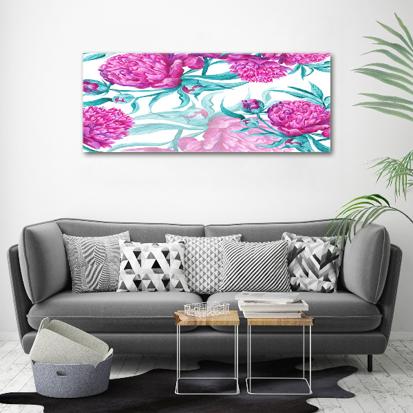 Schilderij op acrylglas Roze pioenrozen