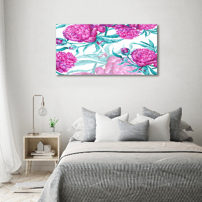 Schilderij op acrylglas Roze pioenrozen