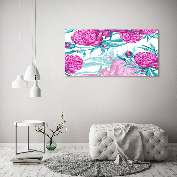 Schilderij op acrylglas Roze pioenrozen