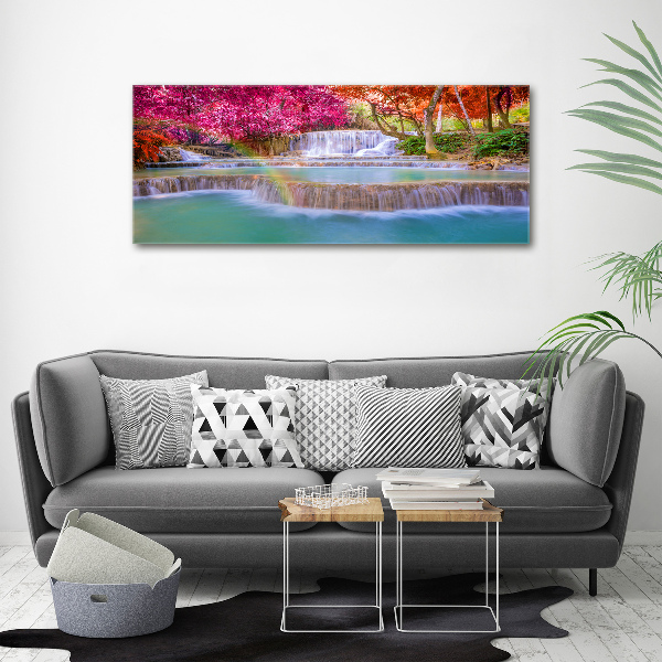 Schilderij op acrylglas Waterval in het bos