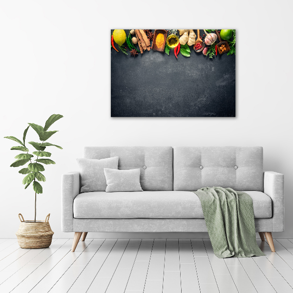 Foto obraz szkło akryl Zioła i przyprawy