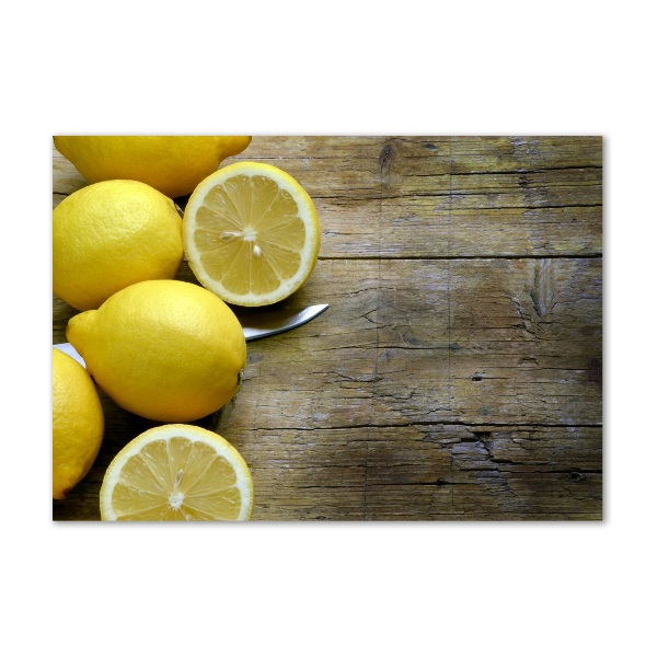 Foto op plexiglas Citroenen op hout