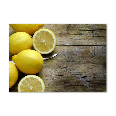 Foto op plexiglas Citroenen op hout