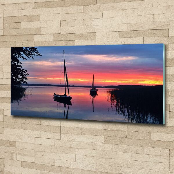 Plexiglas schilderij Zeilboten bij zonsondergang