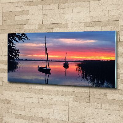 Plexiglas schilderij Zeilboten bij zonsondergang