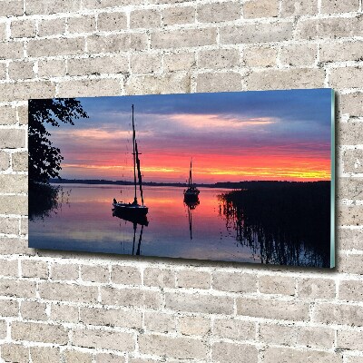 Plexiglas schilderij Zeilboten bij zonsondergang
