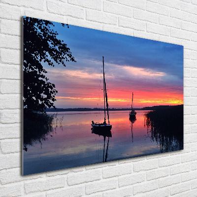 Plexiglas schilderij Zeilboten bij zonsondergang
