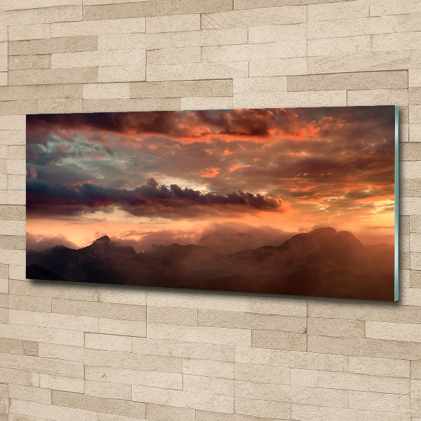 Foto op plexiglas Zonsondergang boven de bergen