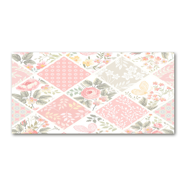 Plexiglas schilderij Patroon van rozen en vlinders