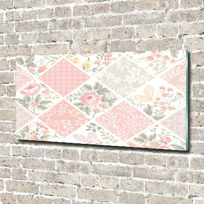 Plexiglas schilderij Patroon van rozen en vlinders