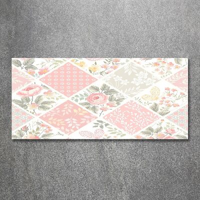 Plexiglas schilderij Patroon van rozen en vlinders