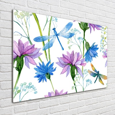 Foto plexiglas Bloemen en libellen