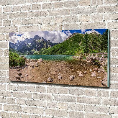 Foto obraz szkło akryl Jezioro w górach