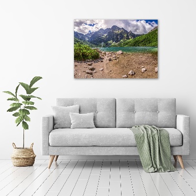 Foto obraz szkło akryl Jezioro w górach