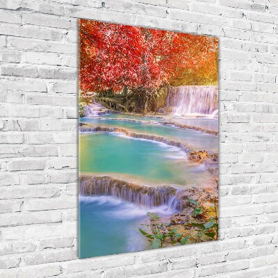 Staand plexiglas foto Waterval in de herfst