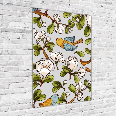 Staand foto in plexiglas Vogels en bloemen