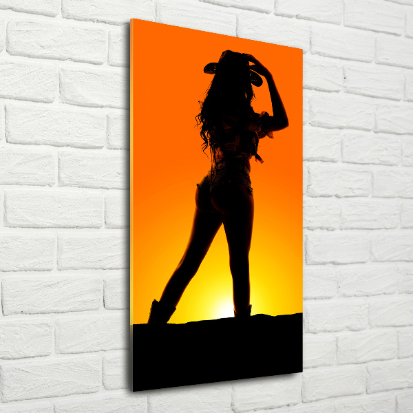 Staand foto op plexiglas Silhouet van een cowgirl