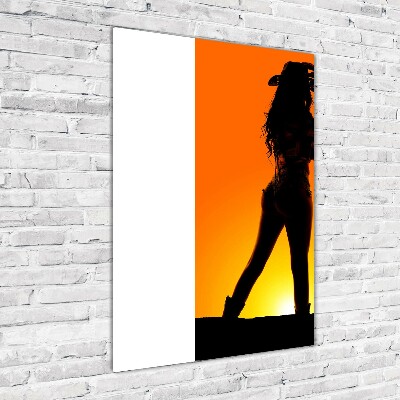 Staand foto op plexiglas Silhouet van een cowgirl