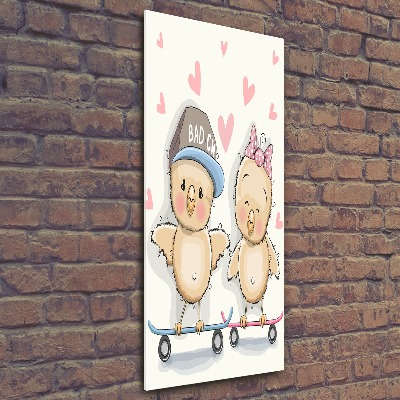 Obraz zdjęcie szkło akryl pionowy Kurczaki deskorolka