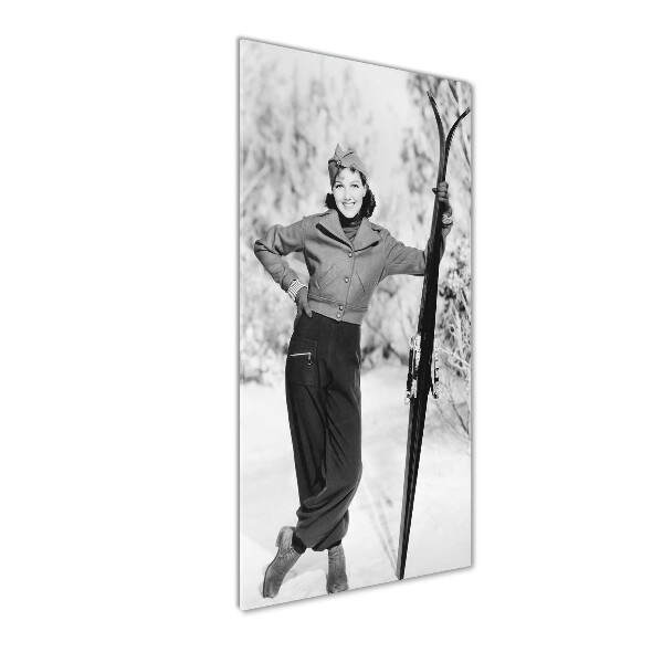 Staand foto in plexiglas Vrouw met ski's
