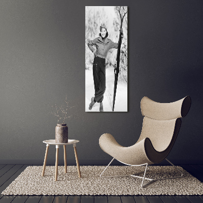Staand foto in plexiglas Vrouw met ski's