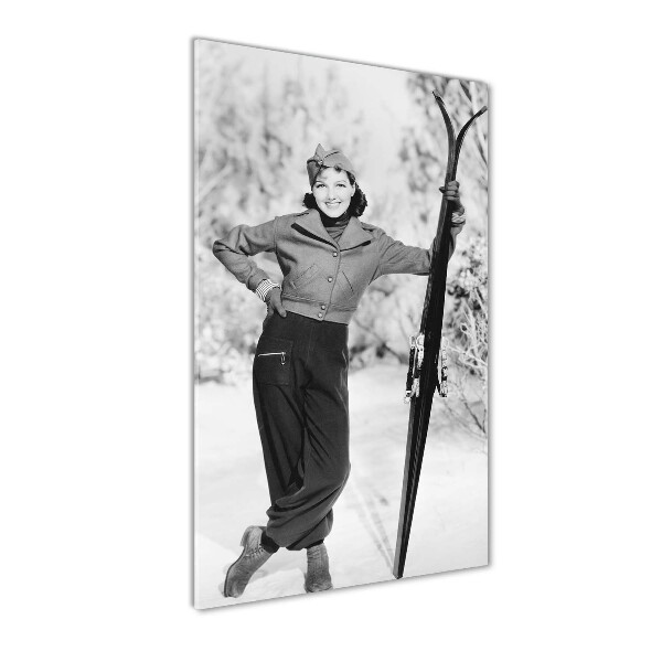 Staand foto in plexiglas Vrouw met ski's