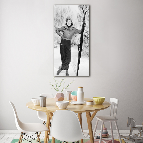 Staand foto in plexiglas Vrouw met ski's