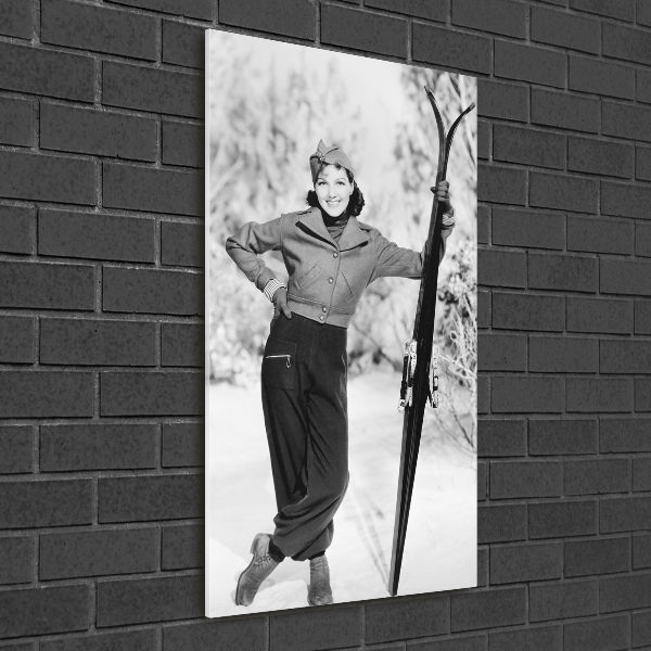 Staand foto in plexiglas Vrouw met ski's