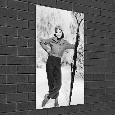 Staand foto in plexiglas Vrouw met ski's